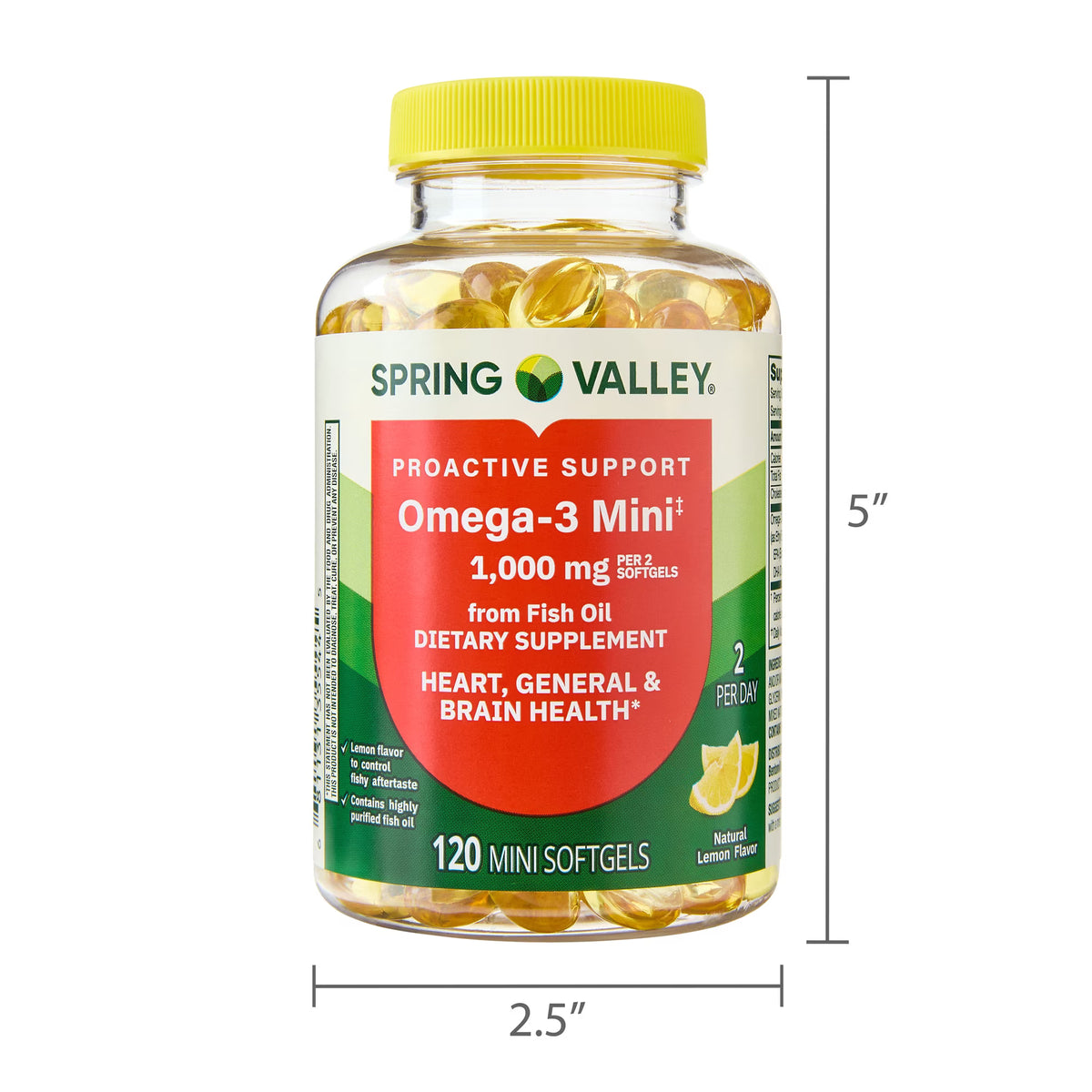 Spring Valley Proactive Support Omega-3 Mini from Fish Oil Dietary Supplement, 1000 mg, 120 Count