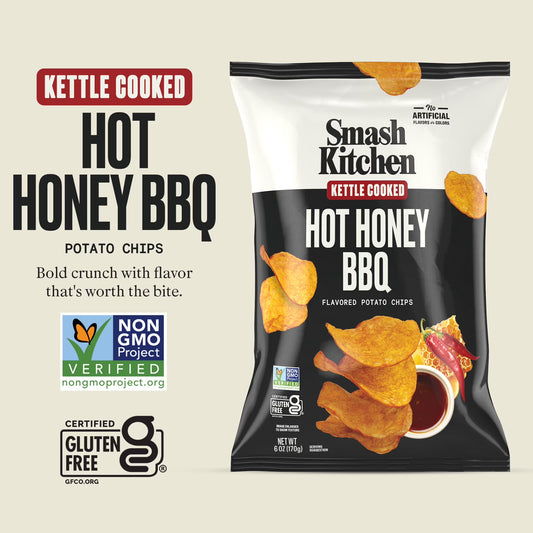 Smash Kitchen Hot Honey BBQ Non-GMO Kettle Chips, 6 oz