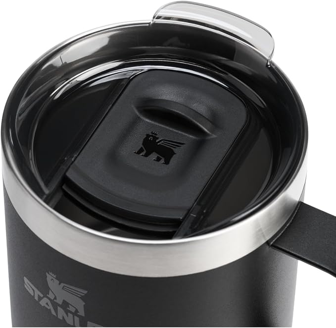 STANLEY Everyday Camp Mug 12oz | Drink Through Lid | Cup for Coffee, Tea and Drinks | Insulated Stainless Steel Coffee Mug | BPA-Free | Black 2.0