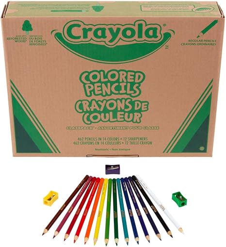 Crayola Colored Pencil Classpack (462ct), Teacher Appreciation Gifts | Classroom Must Haves, School Supplies, Bulk Colored Pencils, 14 Assorted Colors, Ages 3+