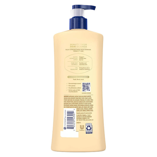 Vaseline Intensive Care Nourishing Moisture Lotion Body Lotion for Dry Skin, Made with Ultra-Hydrating Lipids + Pure Oat Extract for Nourished, Healthy-Looking Skin 32 oz