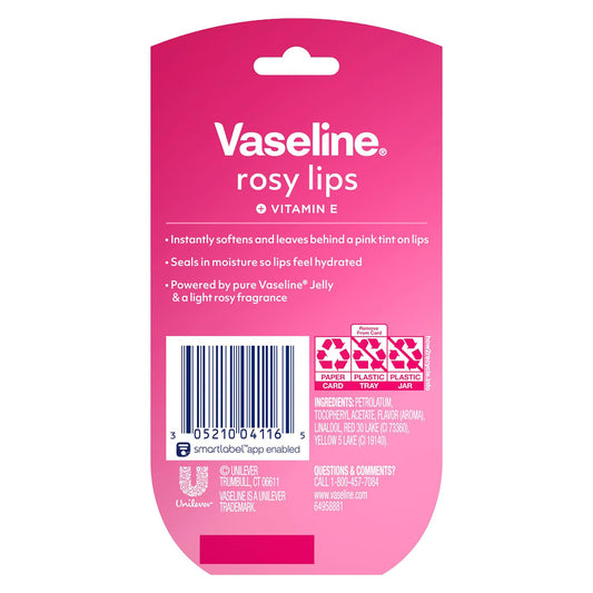 Vaseline Lip Therapy Rosy Lips Mini 12-Pack – Rose-Tinted Lip Balm, Moisturizer for Soft, Pink Lips, 0.25 Oz Ea
