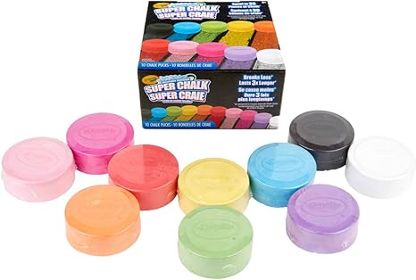 Crayola Washable Sidewalk Chalk for Kids, Long Lasting Super Chalk Set, Outdoor Chalk, 10 Assorted Colors