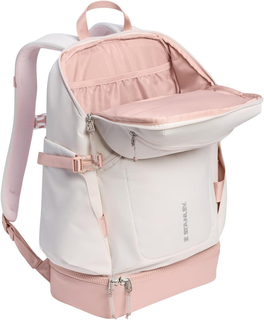 STANLEY Vitalize Backpack | Gym, Work & Travel Bag with Laptop Sleeve | Expandable Bottom Compartment | Tumbler & Water Bottle Pockets | Durable Recycled Fabric | Rose Quartz