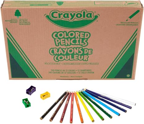 Crayola Colored Pencils Classpack (240ct), Teacher Must Haves, Classroom Essentials, Bulk Colored Pencils for Kids, 12 Colors, Back to for School Coloring Supplies