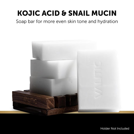 VALITIC Snail Mucin Kojic Acid Soap Bar, Anti Aging Tone Corrector 4 Pack