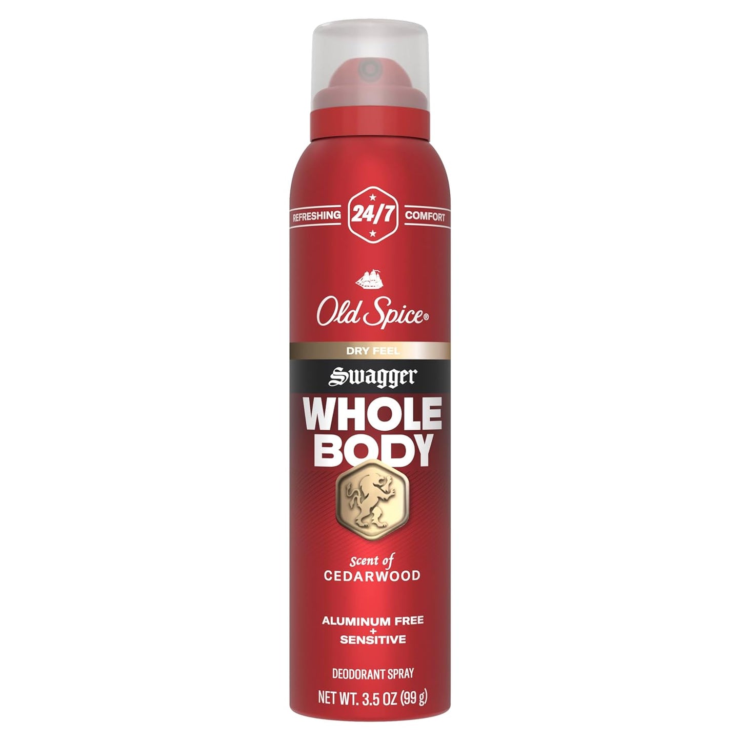 Old Spice Whole Body Deodorant for Men, Swagger, Aluminum Free Spray for 24/7 Freshness, Dermatologist Tested Whole Body Deodorant, 3.5 Ounce