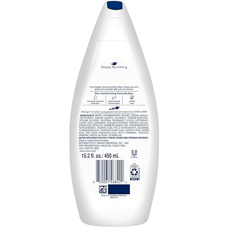 Dove Body Wash 2-Pack – Deeply Nourishing for Softer, Smoother Skin, 15.2 Oz Ea