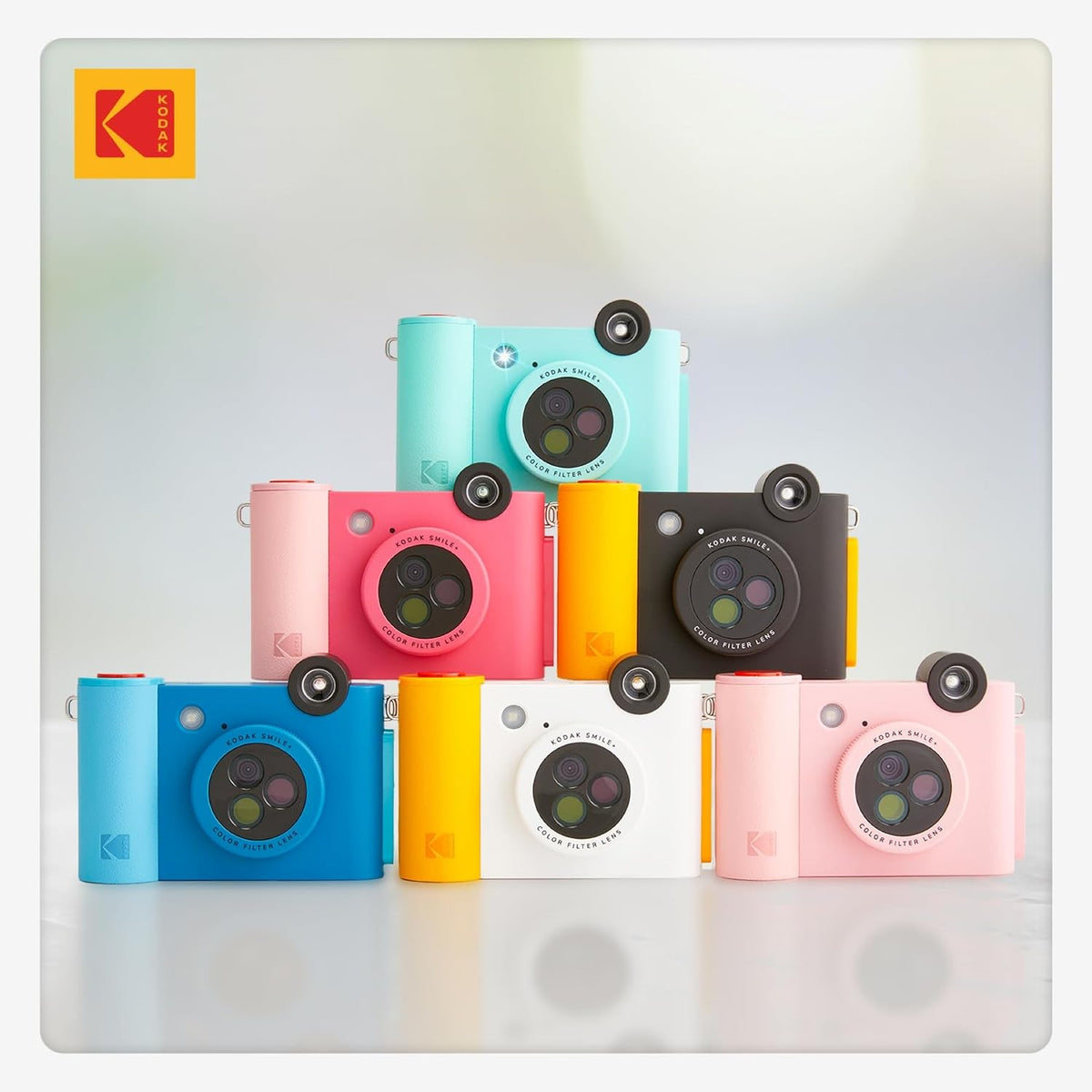 KODAK Smile+ Wireless Digital Instant Print Camera with Effect-Changing Lens, 2x3” Sticky-Backed Photo Prints, and Zink Printing Technology, Compatible with iOS and Android Devices - Black