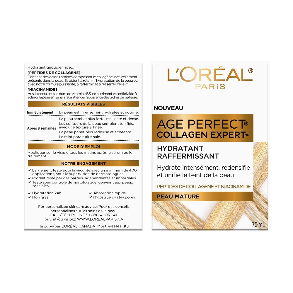 L'Oreal Paris Age Perfect Collagen Expert Anti-Aging Day Moisturizer 2.5 oz,(Pack of 2)