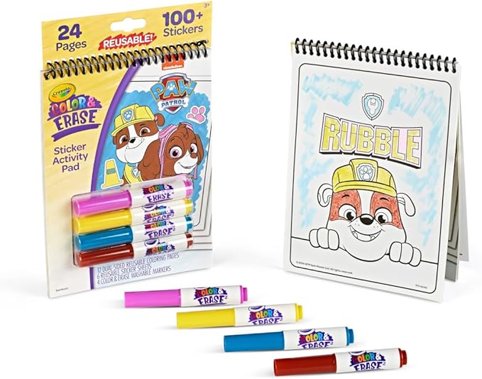 Crayola PAW Patrol Sticker Activity Pad, 12 PAW Patrol Coloring Pages, 100+ Stickers, Travel Activity, PAW Patrol Toys, Toddler Gifts