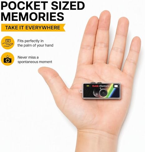 Kodak Charmera Keychain Digital Camera Blind Box, Single Box 1PC – Bundled with Tudak Store Microfiber Cloth, 32GB MicroSD Card & Adapter – 1.6MP Digicam, Video Recording, Gift for Teens & Adults