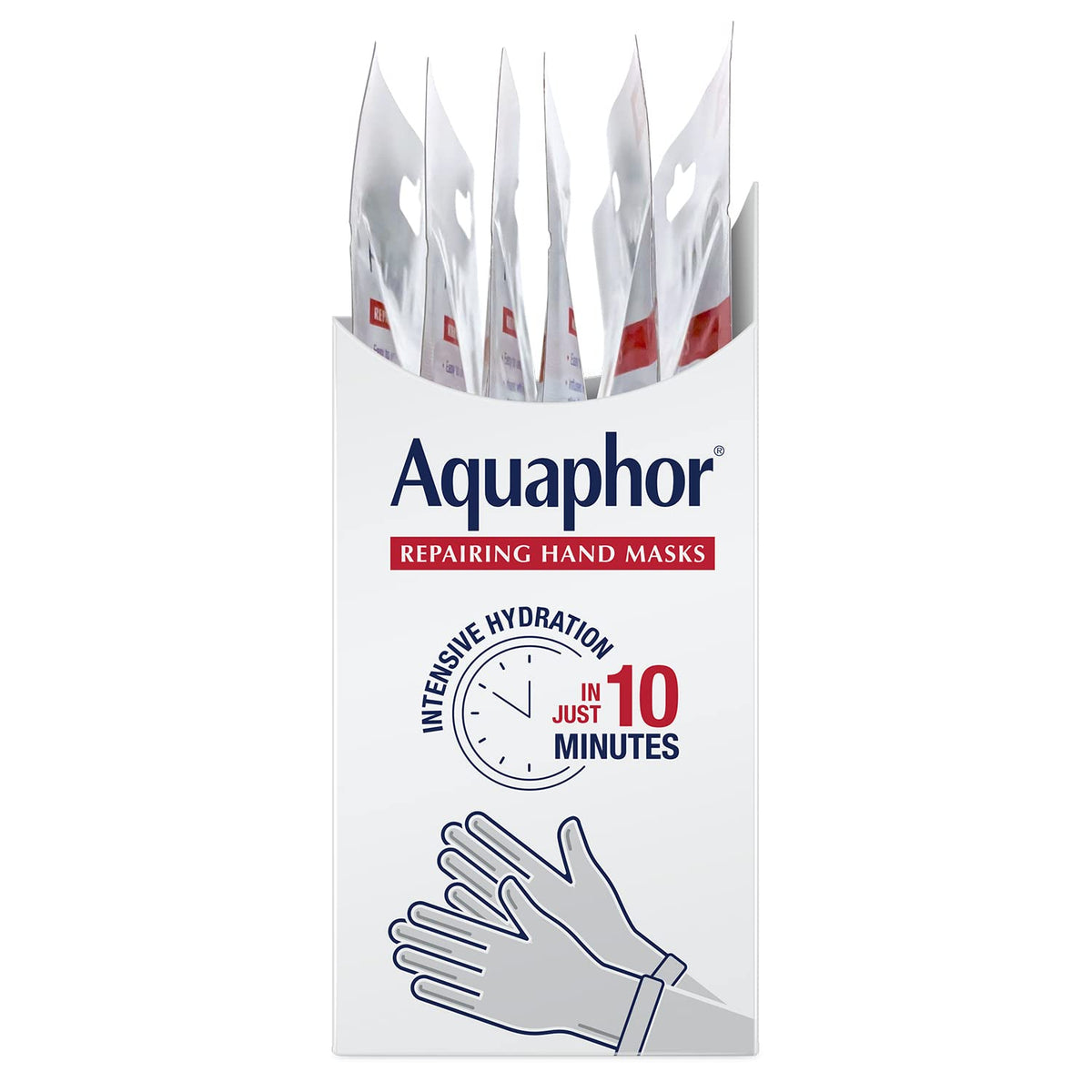 Aquaphor Advanced Therapy Repairing Hand Masks, 6 Masks x 0.7 FL OZ