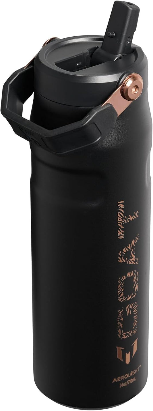 STANLEY IceFlow Flip Straw 2.0 Bottle, 24 oz, Messi Goat Black