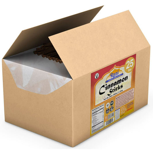 Rani Cinnamon Sticks 400oz (25lbs) 11.63kg Bulk Box - 2300-2500 Sticks - Strong Aroma, Perfect for Baking, Cooking & Beverages | 3+ Inches Length - Cassia Saigon Cinnamon from Vietnam | Kosher