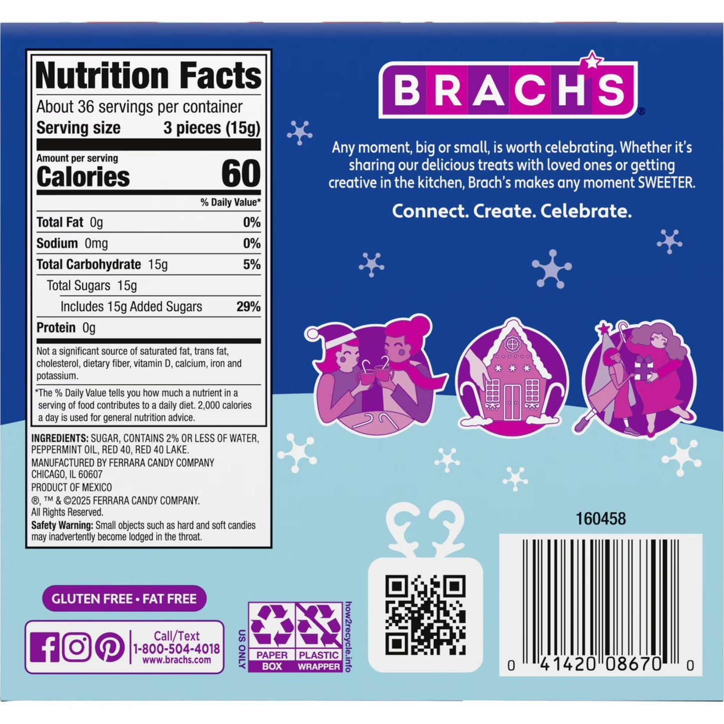 Brach's Holiday Soft Peppermint Candies, Christmas Candy, 19.4 Ounce Box