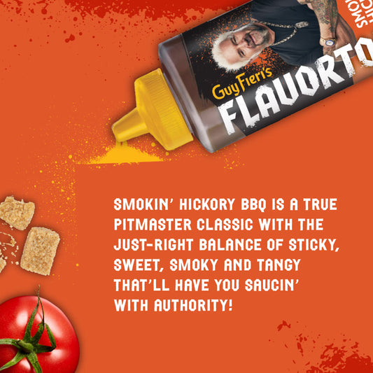 Guy Fieri Flavortown Smokin' Hickory Grilling Sauce, Sweet BBQ Glaze for Brisket Ribs and Pulled Pork, 15.5 oz