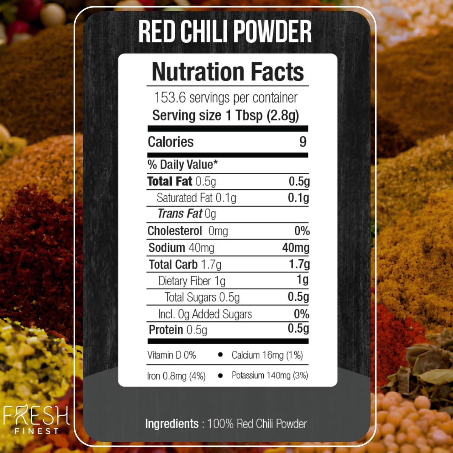 Chili Powder – Chili Powder with Rich Flavor – Finely Ground Hot Chili Powder for a Wide Range of Dishes - Bulk Chili Powder with Airtight Packaging – 15oz (430g)