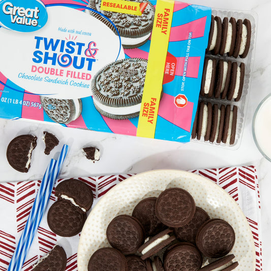 Great Value Twist & Shout Double Filled Chocolate Sandwich Cookies, Family Size, 20 oz