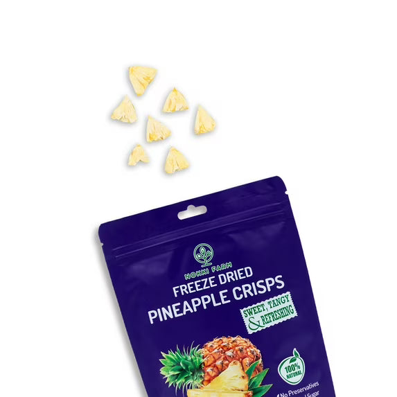 NOKKI FARM Freeze Pineapple Fruit, Healthy & Exotic Tropical Superfood Snacks, Kid-Approved, No Added Sugar or Preservatives, Shelf-Stable, 0.53 Oz, 6 Pack