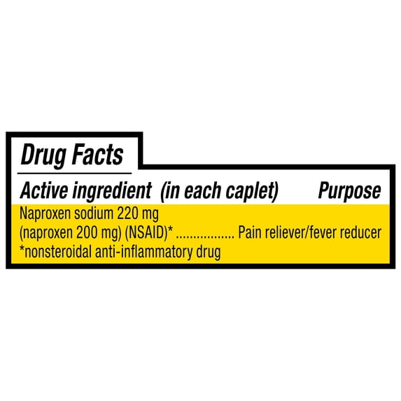 Equate All Day Pain Relief Naproxen Sodium Caplets, 220 mg, 90 Count, Easy Open Cap, Compare to Aleve Active Ingredient