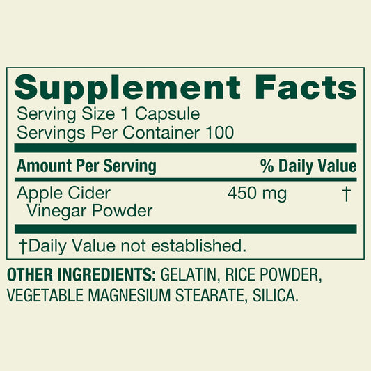 (3 pack) Spring Valley Apple Cider Vinegar Dietary Supplement Capsules, 450 mg, 100 Count