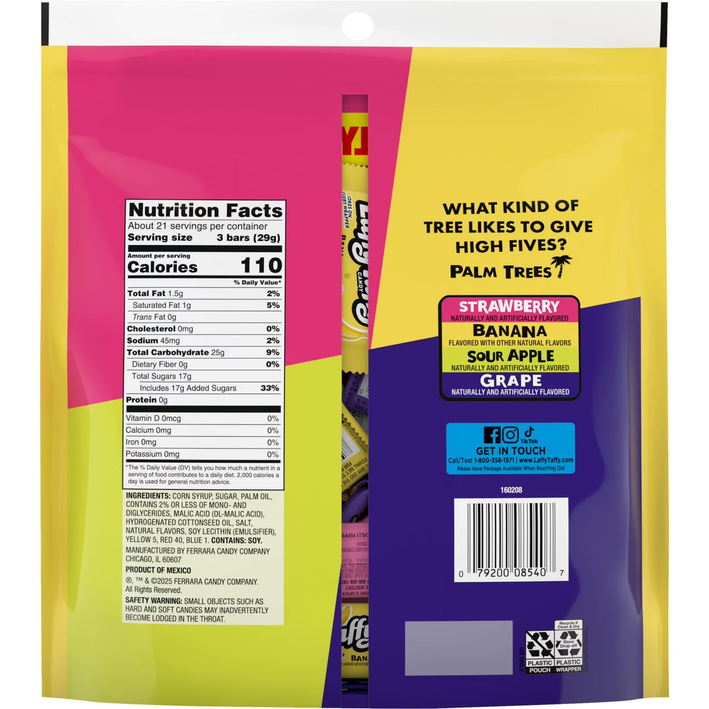 Laffy Taffy Assorted, Mini Bars, Chewy Candy in a Variety of Fruity Flavors, 22 oz Bag