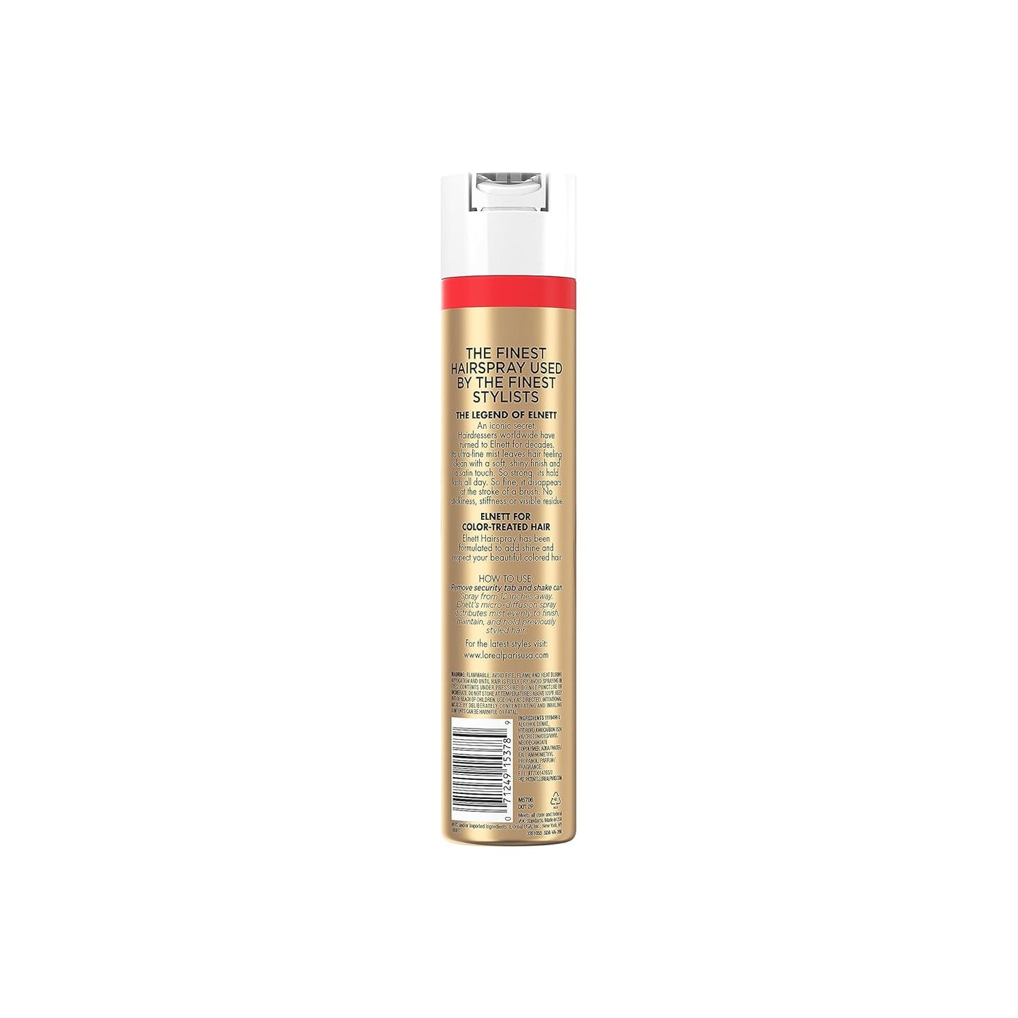 L'Oreal Paris Elnett Classic Hairspray, Suitable for Color Treated Hair, up to 72-Hour Extra Strong Hold Formula with Humidity Resistant Frizz Control, Hairspray with Soft, Brushable Finish, 11 oz