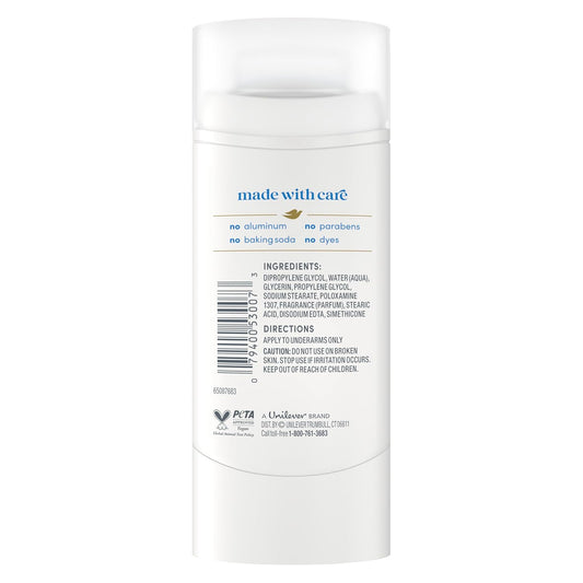 Dove Deodorant Stick Sensitive for 72 Hour Odor Protection Aluminum Free 2.4 oz (Pack of 2)