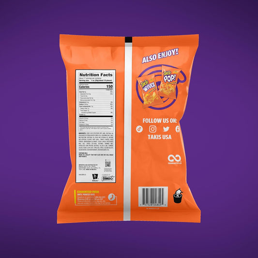 Takis Intense Nacho 17 oz Fiesta Size Bag, Cheese Flavored Non-Spicy Cheesy Rolled Tortilla Chips (Pack of 2)