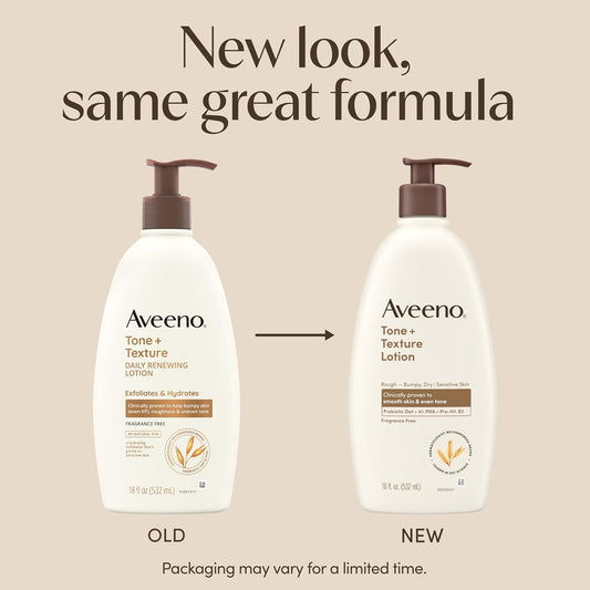 Aveeno Tone + Texture Renewing Body Lotion, Fragrance-Free, 18 fl. oz