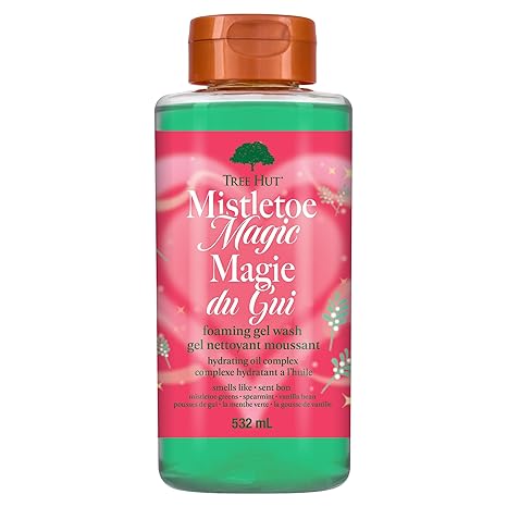 Tree Hut Mistletoe Magic Foaming Gel Wash, Moisturizing & Hydrating Body Wash with Shea Butter, Cleanses Skin Leaving It Soft & Fresh, 18 fl oz (Pack of 2)