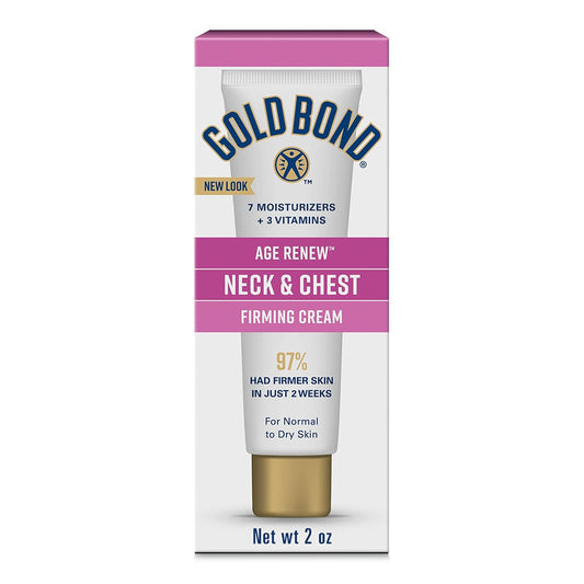 Gold Bond Age Renew Neck and Chest Firming Cream, 2 oz., Pack of 3 | Clinically tested skin firming cream with hyaluronic acid, travel size, non-greasy, for normal to dry skin, 3pack, gift set