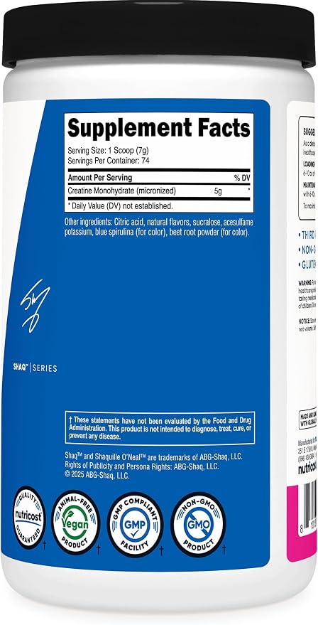 Nutricost Creatine Monohydrate Powder (Shaq's Berry Blast, 500 Gram)