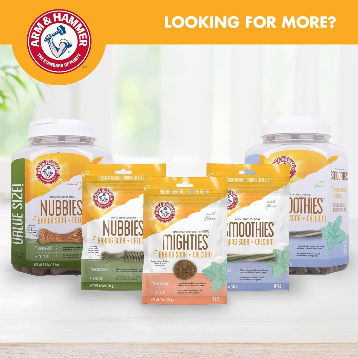 Arm & Hammer Smoothies Dental Chews for Dogs, Mint Flavor, Medium, 57 Count