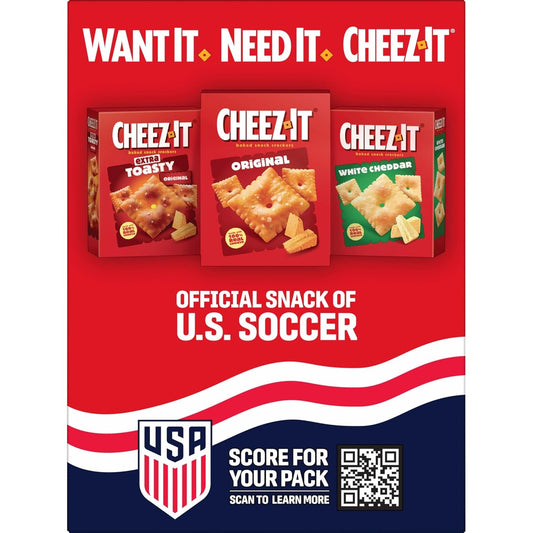Cheez-It Baked Snack Crackers, U.S. Soccer Sponsor, Chili Cheese Dog, 12.4oz Box (1 Box)