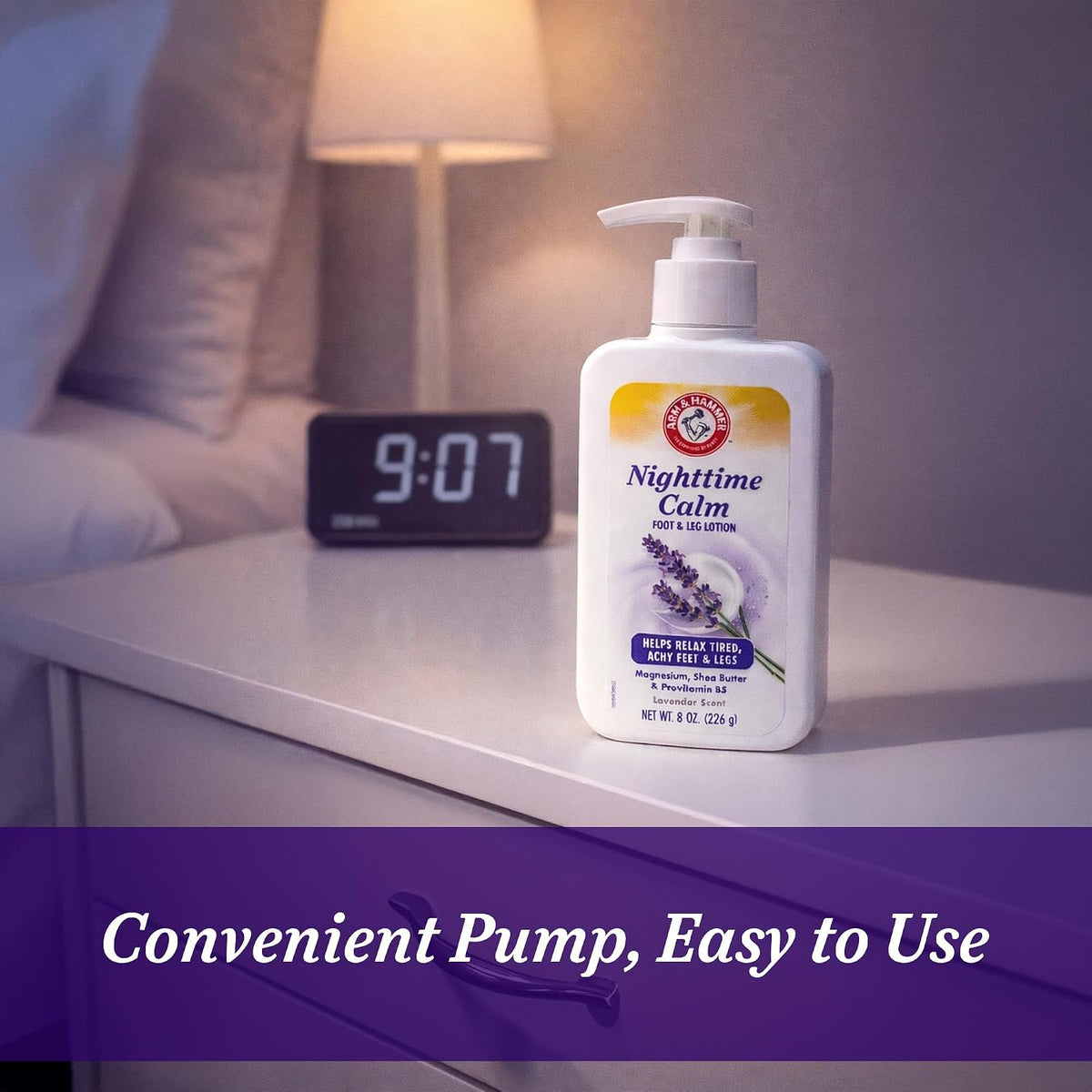 Arm & Hammer Nighttime Calm Foot & Leg Lotion, Lavender, 8 oz