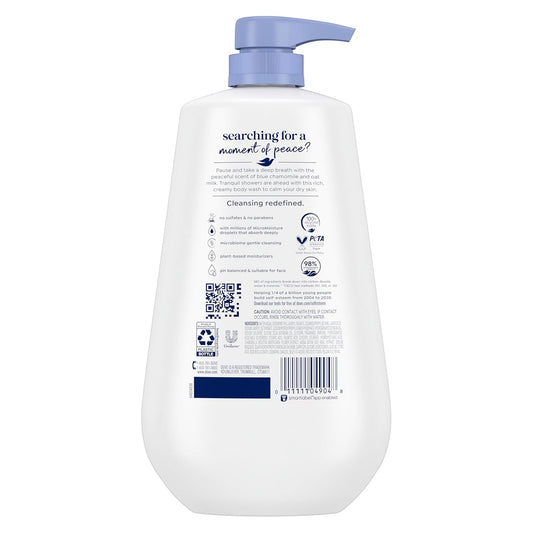 Dove 24hr Lotion Body Wash Anti-Stress, 30.6 oz | Moisturizing body wash with MicroMoisture and a calming blue chamomile & oat milk scent
