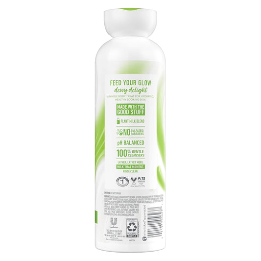 Dove Plant Milk Cleansing Body Wash Almond Milk & Green Apple for Moisturized Skin Gentle Cleanser, No Sulfates or Parabens, pH balanced 17.5 fl oz (Pack of 4)
