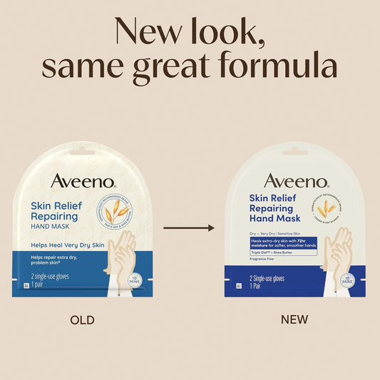 Aveeno Skin Relief Repairing Hand Mask, Fragrance-Free, 1 Pair