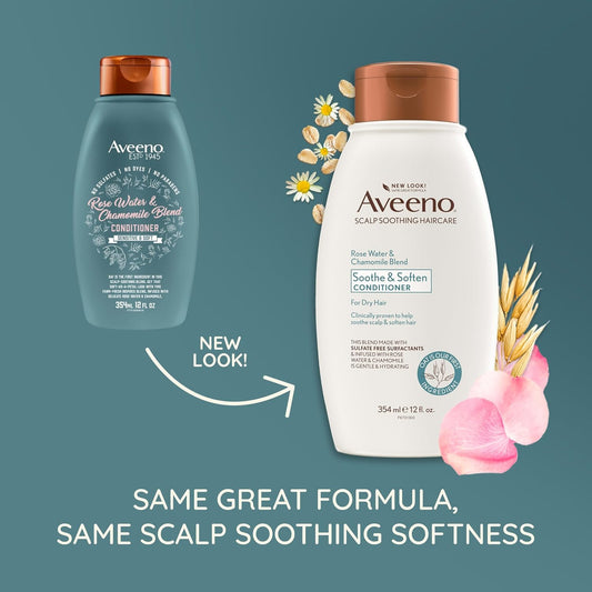 Aveeno Rose Water & Chamomile Conditioner for Dry Hair, Hydrating, 12 fl oz