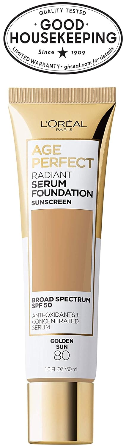 L'Oreal Paris Age Perfect Radiant Serum Foundation with SPF 50, Golden Sun, 1 Ounce