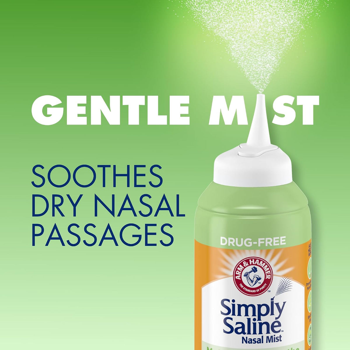 Arm & Hammer Simply Saline Moisturize & Soothe Nasal Mist, 4.6 oz, 3-Pack