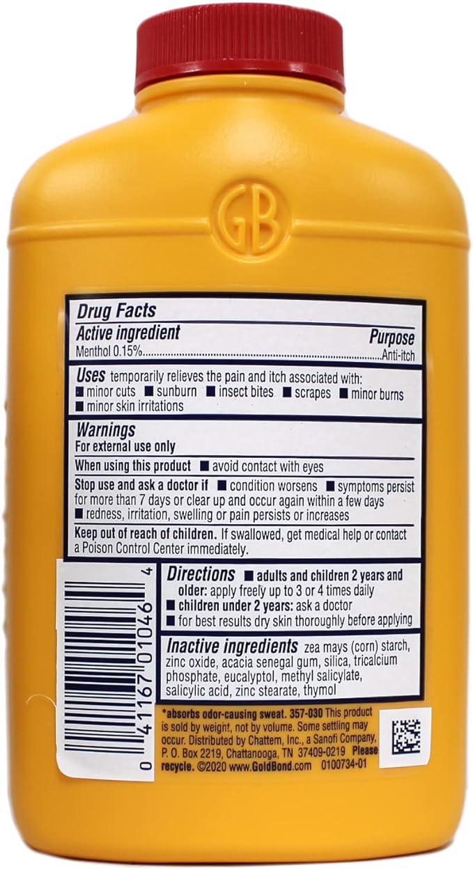 CHATTEM Labs 041167010402 Med Pwdr Size 4z Gold Bond Medicated Powder 4oz, 4 Ounce (Pack of 1), White