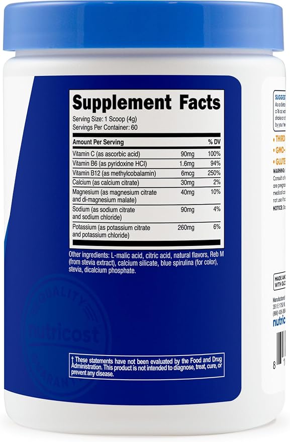 Nutricost Electrolyte Complex Powder (60 Servings, Blue Raspberry) - Hydration Supplement Drink Mix with Vitamins and Minerals (Pack of 2)