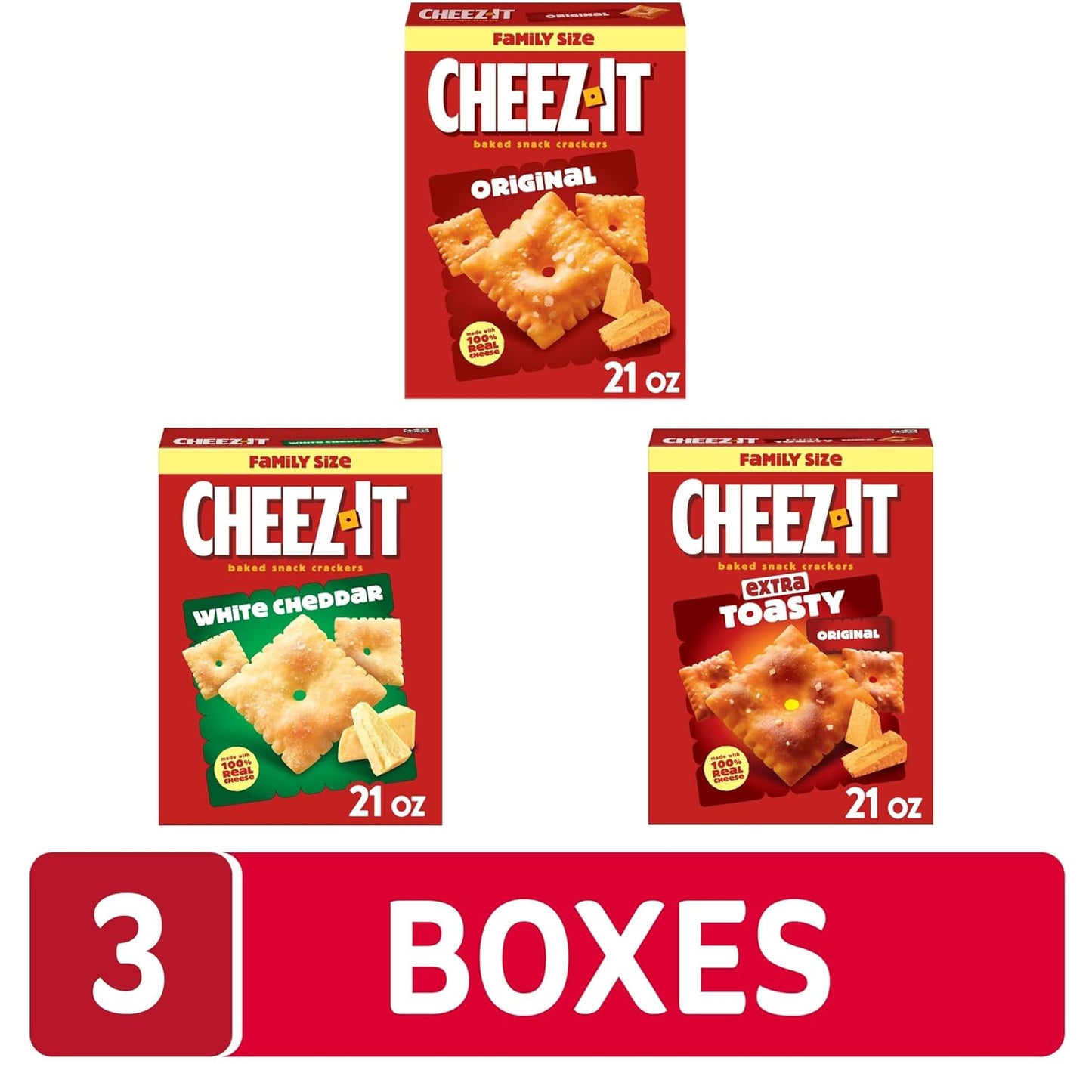 Cheez-It Cheese Crackers, Baked Snack Crackers, Lunch Snacks, Family Size, Variety Pack,(Pack of 6)