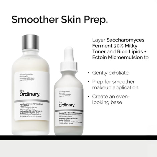 The Ordinary Saccharomyces Ferment 30% Milky Toner, Exfoliating and Hydrating Toner for Smoother, Brighter Skin, 3.4 Fl Oz