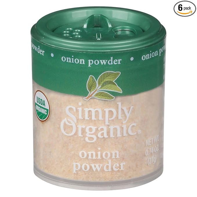 Simply Organic Onion, White Powder, Certified Organic, Kosher, Mini Spices | 0.74 Ounce (Pack of 6)