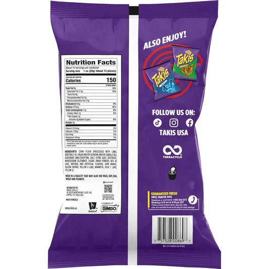 Takis Nitro 9.9 oz Sharing Size Bag, Habanero & Lime Flavored Extreme Spicy Rolled Tortilla Chips