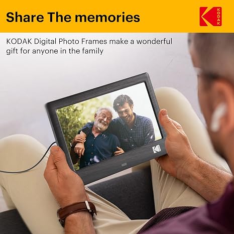 KODAK 7 Inch Digital Picture Frame with Remote Control, 1024x600 HD Display Digital Photo Frame, USB or SD Card Required, Auto-Rotate, Supports Photo/Video/Music/Calendar/Slideshow